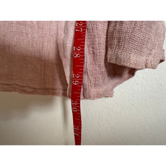 NWT Sofia Made in Italy Linen Cotton Blend Button Up Blouse Open Front Pink - Picture 7 of 7